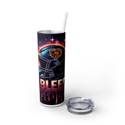 Chicago I Bleed  Football Helmet With Team Logo UV-DTF 20 oz Skinny Tumbler Wrap