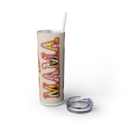 Mama In Flower Power in Yellow Pink And Orange UV-DTF 20 oz Skinny Tumbler Wrap