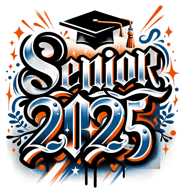 Orange Tassel Senior 2025 Airbrushed DTF (direct-to-film) Transfer