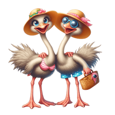 Ostrich Beach Pair DTF (direct-to-film) Transfer