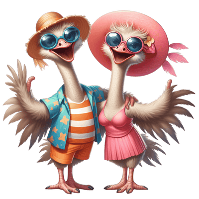 Ostrich Beachers DTF (direct-to-film) Transfer