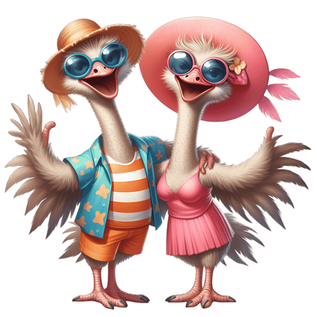 Ostrich Beachers DTF (direct-to-film) Transfer