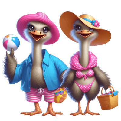 Ostrich Birds for Beach DTF (direct-to-film) Transfer