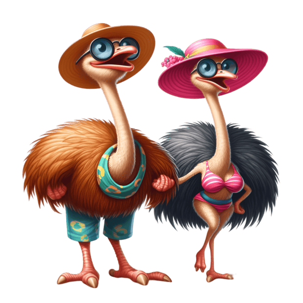 Ostrich Couple Smiling DTF (direct-to-film) Transfer