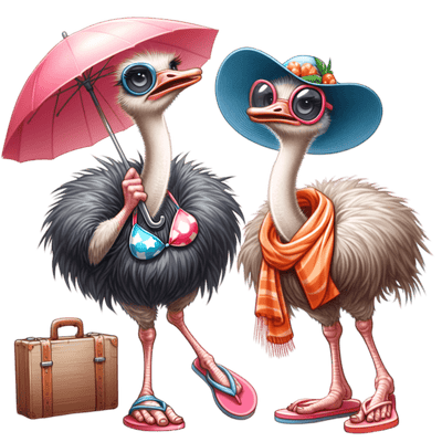 Ostrich in Flops DTF (direct-to-film) Transfer