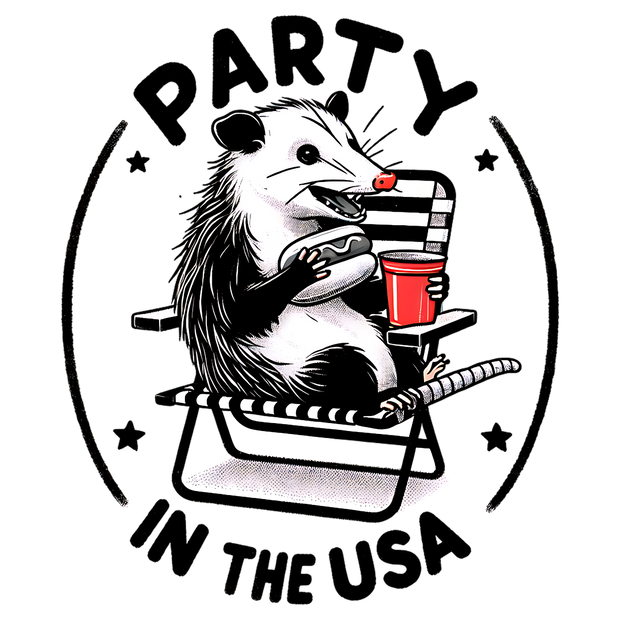 PARTY IN THE USE OPOSSUM BLACK DESIGN DTF (direct-to-film) Transfer