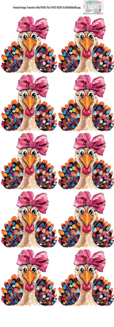 Pastel Thanksgiving Turkey 60x22" DTF Ready to Ship Gang Sheet