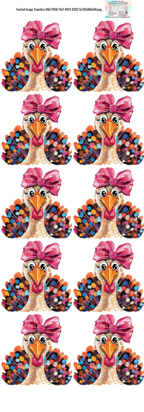 Pastel Thanksgiving Turkey 60x22" DTF Ready to Ship Gang Sheet