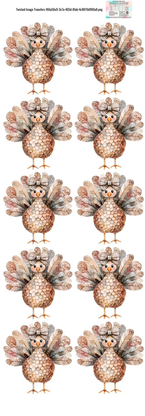 Pretty Turkey 60x22" DTF Ready to Ship Gang Sheet