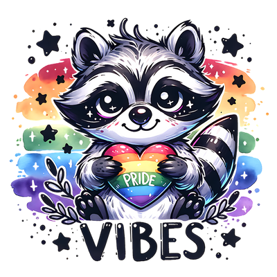 PRIDE VIBES CUTE RACCOON DTF (direct-to-film) Transfer
