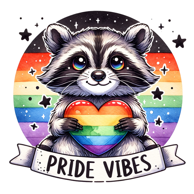 PRIDE VIBES RACCOON DTF (direct-to-film) Transfer