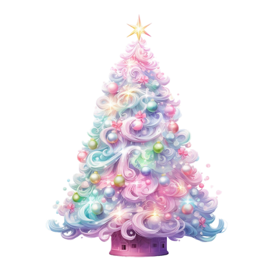 Pastel Christmas Tree in Purple Stand DTF (direct-to-film) Transfer