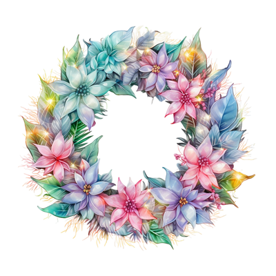 Pastel Christmas Wreath DTF (direct-to-film) Transfer