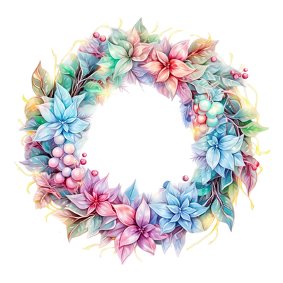 Pastel Christmas Wreath DTF (direct-to-film) Transfer