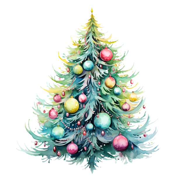 Pastel Colored Christmas Tree DTF (direct-to-film) Transfer