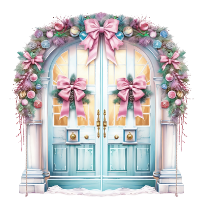 Pastel Double Doors With Floral Arch DTF (direct-to-film) Transfer