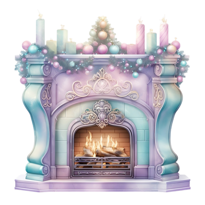 Pastel Fireplace With Candles on Top DTF (direct-to-film) Transfer