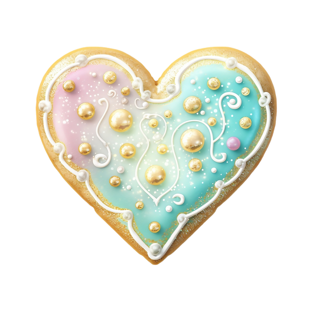 Pastel Heart Christmas Cookie DTF (direct-to-film) Transfer