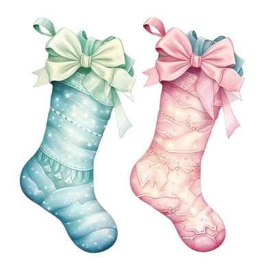 Pastel Stockings With Double Bows DTF (direct-to-film) Transfer