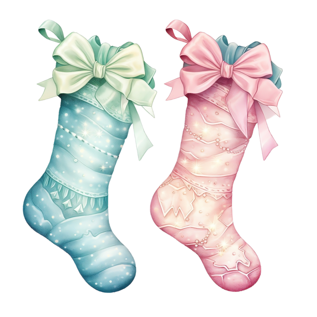 Pastel Stockings With Double Bows DTF (direct-to-film) Transfer