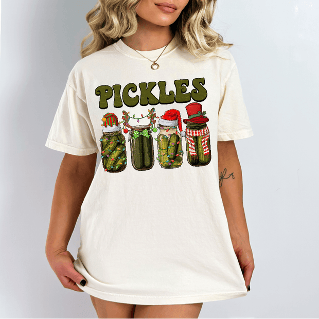 T-Shirt with Christmas Pickles in DTF - Twisted Image Transfers