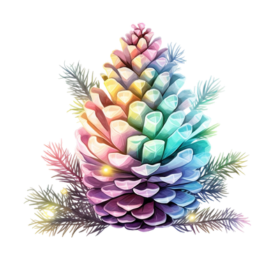 Pinecone With Pastel Colors Sparkling DTF (direct-to-film) Transfer