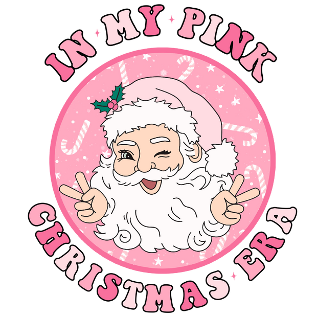 Pink Christmas Era DTF (direct-to-film) Transfer