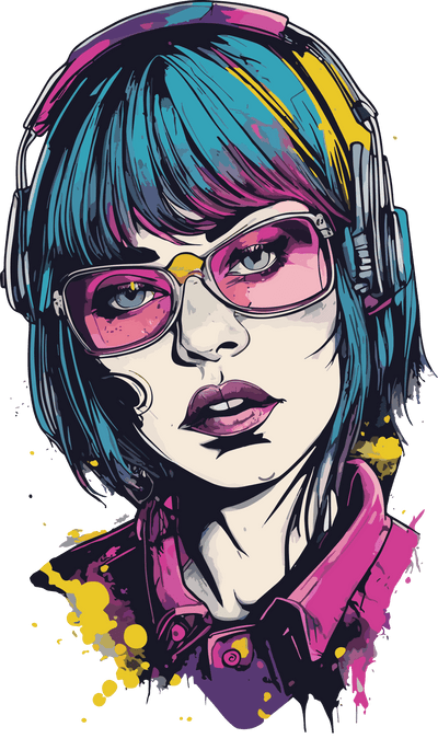 Pink Collar Color Drip Girl DTF (direct-to-film) Transfer