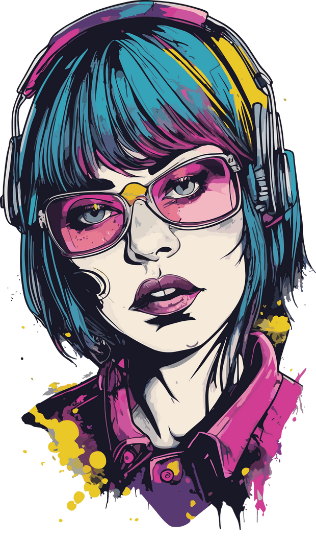 Pink Collar Color Drip Girl DTF (direct-to-film) Transfer