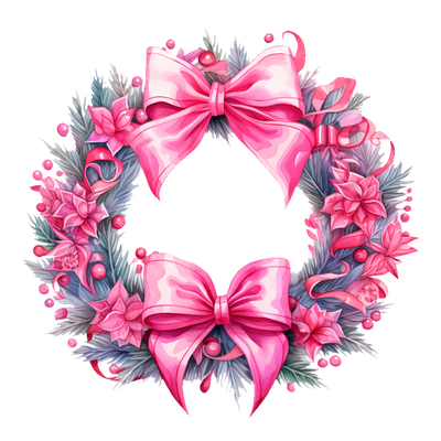 Pink Floral Wreath With Two Bows DTF (direct-to-film) Transfer