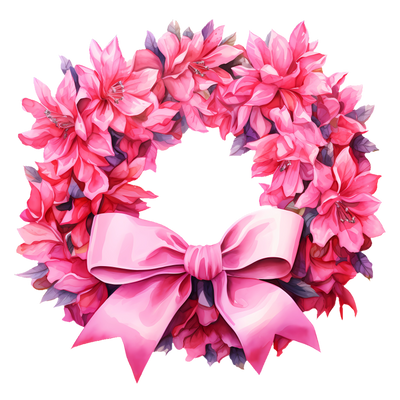 Pink Floral Wreath DTF (direct-to-film) Transfer