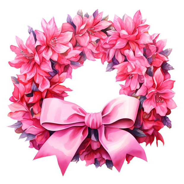 Pink Floral Wreath DTF (direct-to-film) Transfer