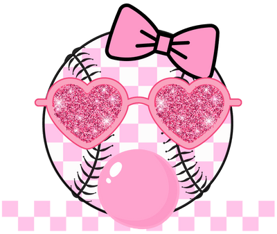 Pink Glasses on Ball DTF (direct-to-film) Transfer
