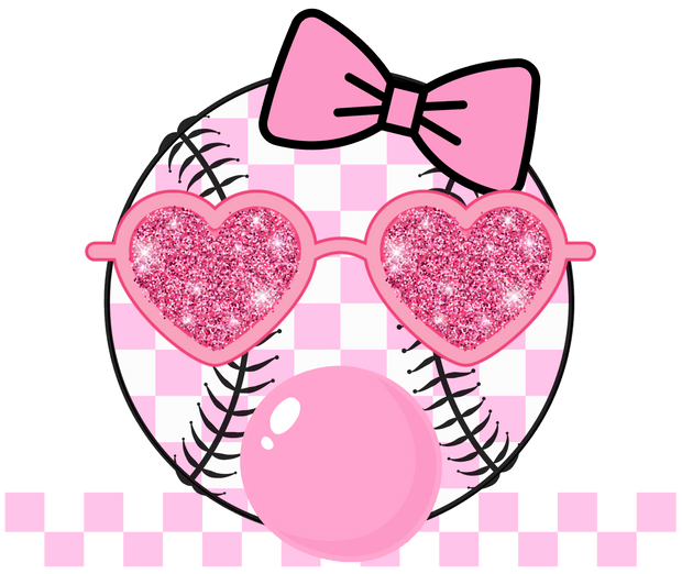 Pink Glasses on Ball DTF (direct-to-film) Transfer