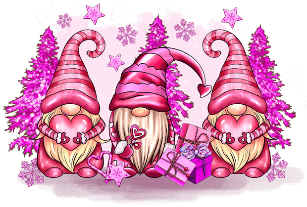 Merry Christmas Pink Gnomes DTF (direct-to-film) Transfer