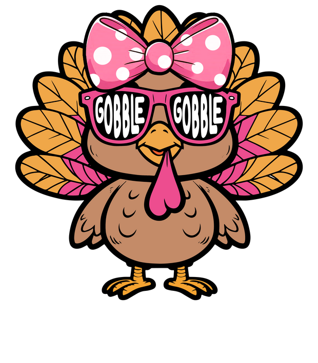 Pink Gobble Glasses Turkey DTF (direct-to-film) Transfer