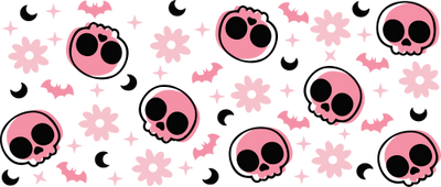 Pink Skulls 16oz UV DTF Libby Wrap