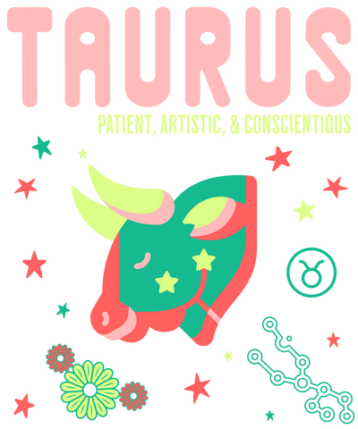 Pink Taurus With Stars DTF (direct-to-film) Transfer