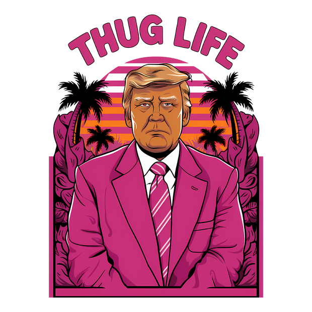 Pink Thug Life Striped Tie DTF (direct-to-film) Transfer