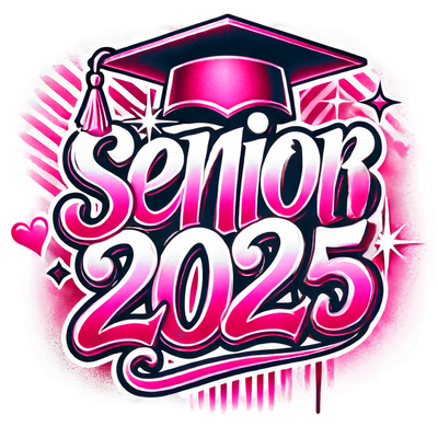 Pink & Red Senior 2025 Airbrushed DTF (direct-to-film) Transfer