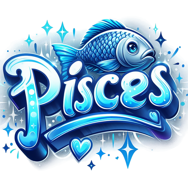 Pisces 3 Blue Zodiac DTF (direct-to-film) Transfer
