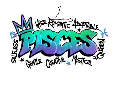 Pisces Graffiti Zodiac DTF (direct-to-film) Transfer