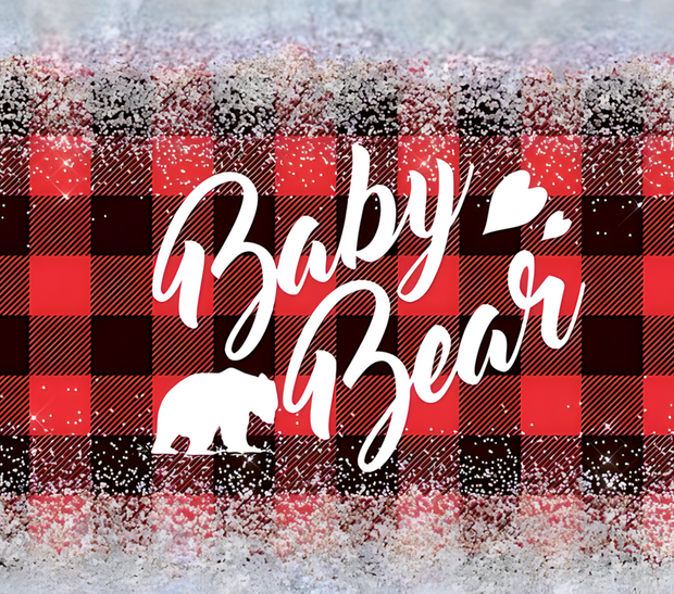 Plaid Baby Bear With Heart 20 oz Skinny Tumbler Wrap