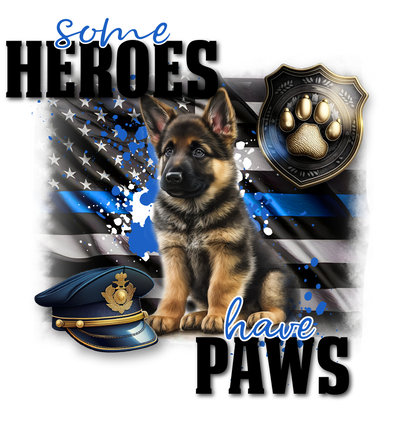 Police K-9 Heros with Flag DTF (direct-to-film) Transfer