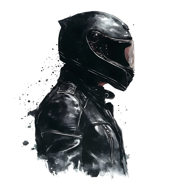 Profile of Biker in Black DTF (direct-to-film) Transfer