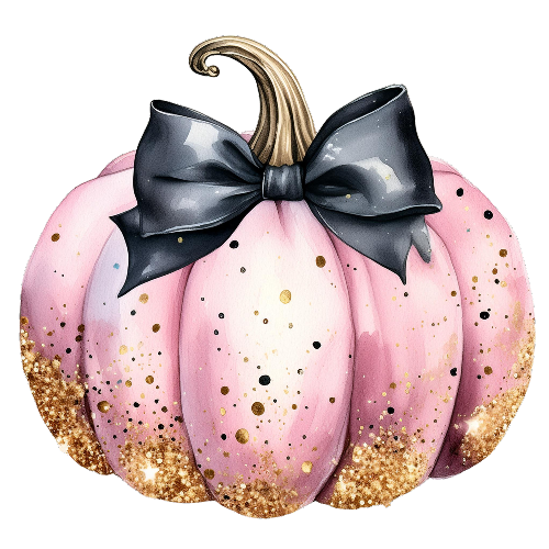 Pumpkin Pink With Gold 1 Halloween DTF (direct-to-film) Transfer