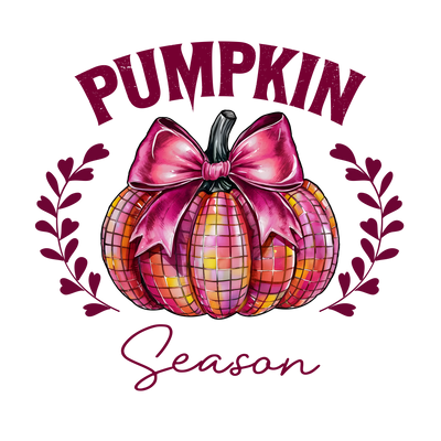 Pumpkin Season Pink and Orange with Bow and Wreath Halloween_ DTF (direct-to-film) Transfer