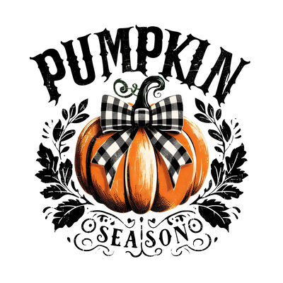 Pumpkin Season with Black and White Bow Halloween DTF (direct-to-film) Transfer