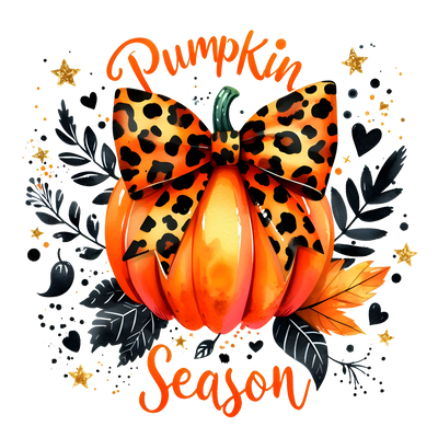 Pumpkin Season with Leopard Bow Halloween DTF (direct-to-film) Transfer