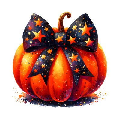 Pumpkin With Glitter and Stars Halloween DTF (direct-to-film) Transfer